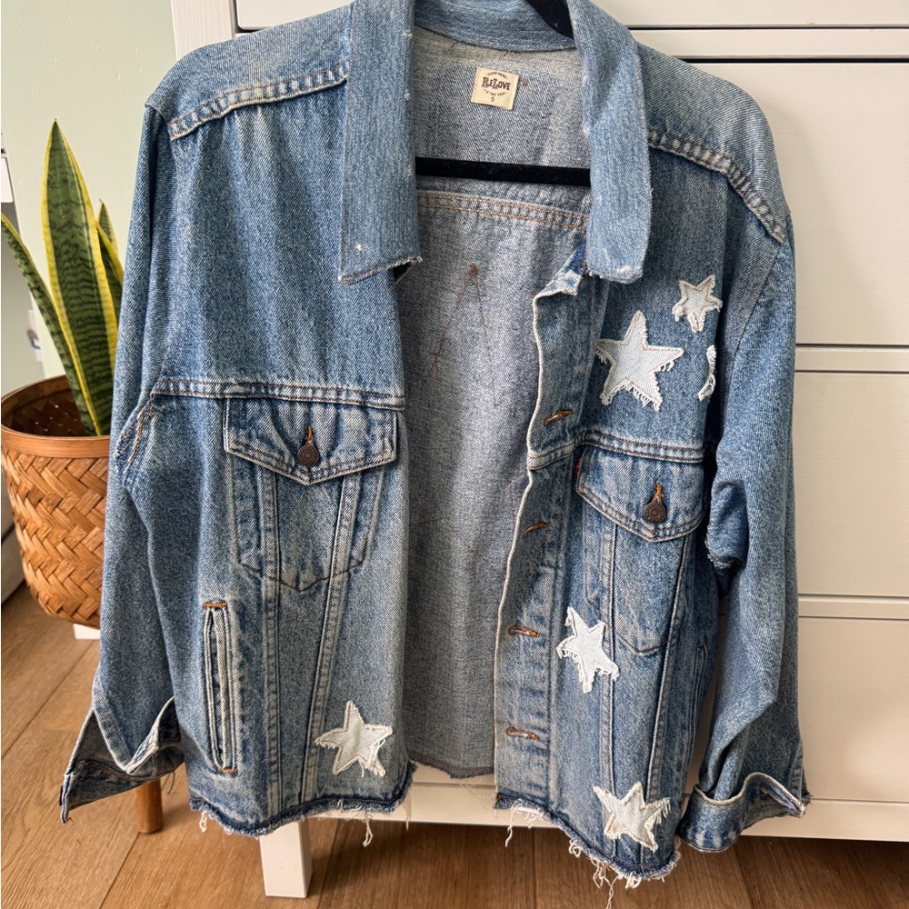 Unique Vintage Denim Jacket with Star Accents